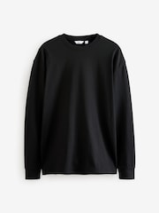 Black Relaxed Fit Long Sleeve Heavyweight 100% Cotton T-Shirt - Image 5 of 7