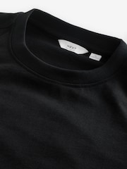 Black Relaxed Fit Long Sleeve Heavyweight 100% Cotton T-Shirt - Image 6 of 7