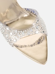 Simmi London Gold Lopezz Embellished Heeled Sandals - Image 3 of 4