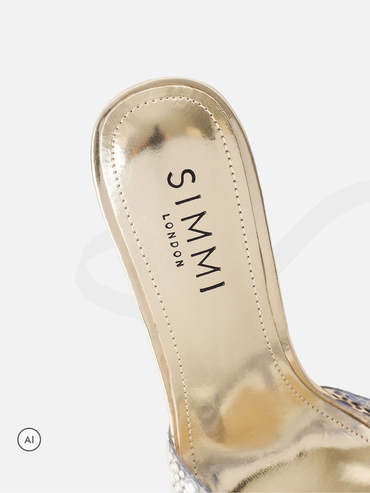 Simmi London Gold Lopezz Embellished Heeled Sandals - Image 4 of 4 Simmi London Gold Lopezz Embellished Heeled Sandals - Image 4 of 4
