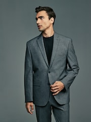 Grey Regular Fit Check Wool Blend Suit Jacket - Image 2 of 2