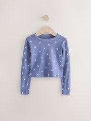 Blue Pointelle Floral 100% Cotton Pyjamas - Image 2 of 3