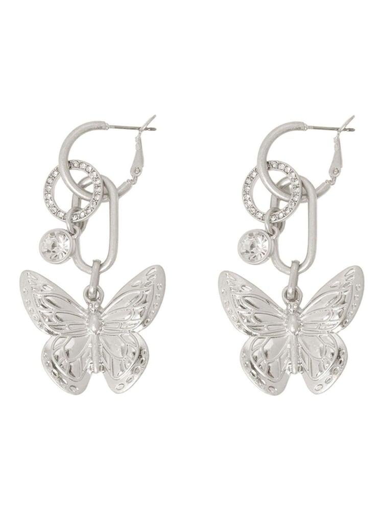 Bibi Bijoux Silver Tone Serene Wings Interchangeable Hoop Earrings - Image 1 of 4