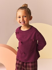 Purple 100% Cotton Long Sleeve Appliqué Bow Top (3mths-7yrs) - Image 1 of 8