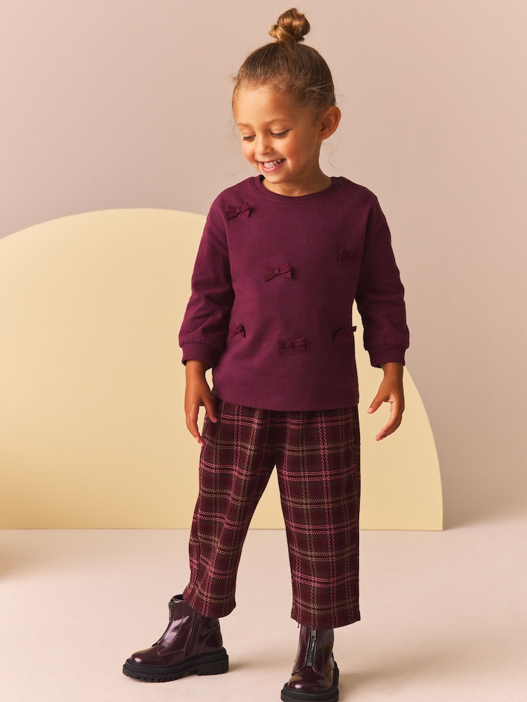Purple 100% Cotton Long Sleeve Appliqué Bow Top (3mths-7yrs) - Image 2 of 8