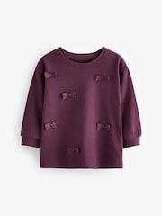 Purple 100% Cotton Long Sleeve Appliqué Bow Top (3mths-7yrs) - Image 4 of 8