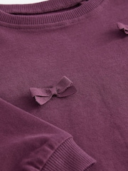 Purple 100% Cotton Long Sleeve Appliqué Bow Top (3mths-7yrs) - Image 6 of 8