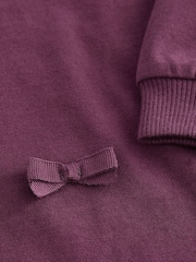 Purple 100% Cotton Long Sleeve Appliqué Bow Top (3mths-7yrs) - Image 7 of 8