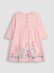 JoJo Maman Bébé Pink Mouse Appliqué Button Front Dress - Image 1 of 3