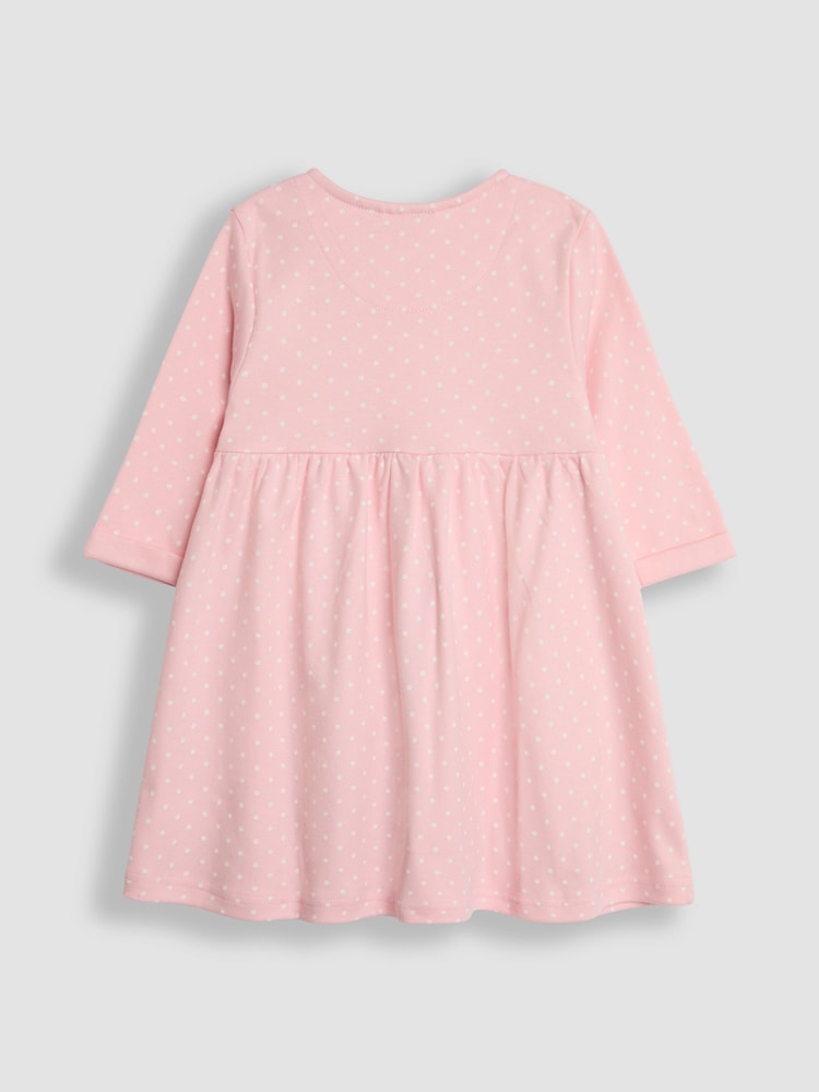 JoJo Maman Bébé Pink Mouse Appliqué Button Front Dress - Image 2 of 3