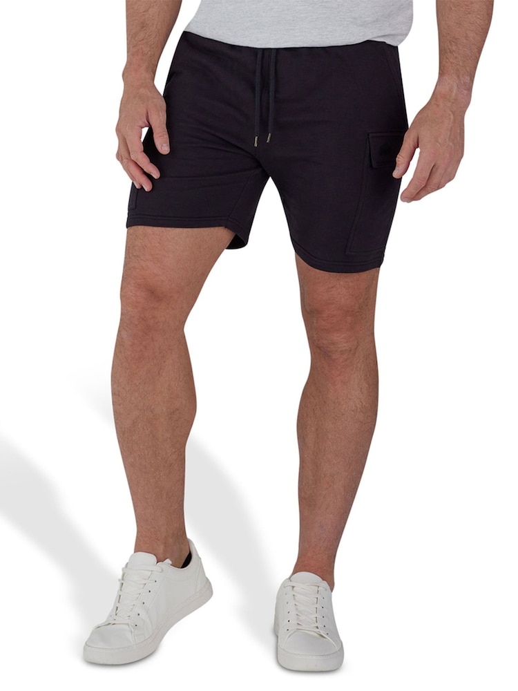 Raging Bull Stretch Waist 100% Cotton Jersey Cargo Black Short - Image 4 of 4