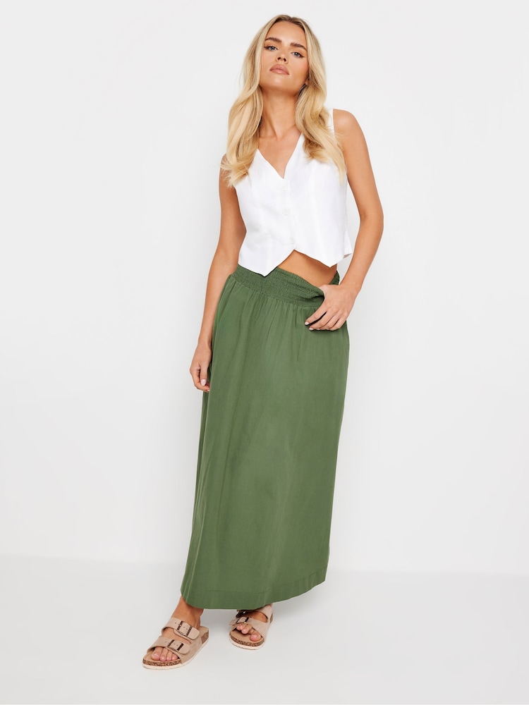 PixieGirl Petite Green Girl Poplin Maxi 100% Cotton Skirt - Image 1 of 5