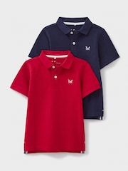 Rot - Crew Clothing Polo-Shirts aus 100 % Baumwolle im 2er-Pack - Bild 1 von 3