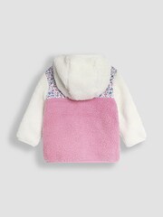 JoJo Maman Bébé Pink Butterfly Reversible Hooded Teddy Fleece - Image 3 of 7