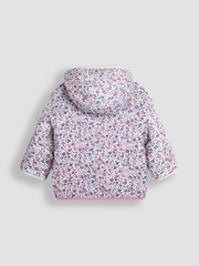 JoJo Maman Bébé Pink Butterfly Reversible Hooded Teddy Fleece - Image 5 of 7