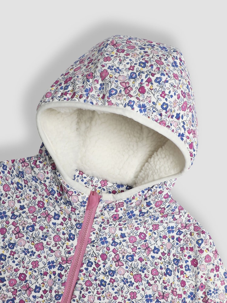 JoJo Maman Bébé Pink Butterfly Reversible Hooded Teddy Fleece - Image 7 of 7