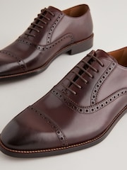 Brown Signature Oxford Toecap Leather Sole Shoes - Image 3 of 6