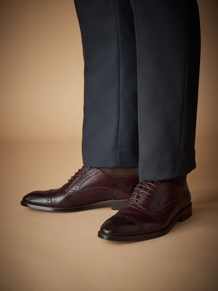 Brown Signature Oxford Toecap Leather Sole Shoes - Image 6 of 6