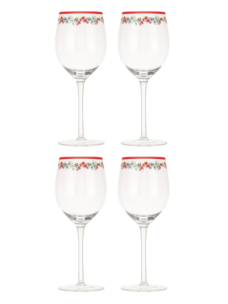 Cath Kidston Red Feels Like Home Set of 4 Wine Glasses - Image 1 of 3
