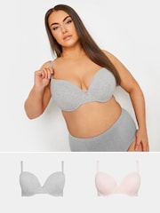 Yours Curve Grey Lace Trim Padded Bra 2 Pack - Image 1 of 5