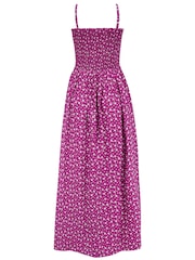 Pour Moi Purple Spot Strapless Shirred Bodice Woven Maxi Beach Dress - Image 3 of 4