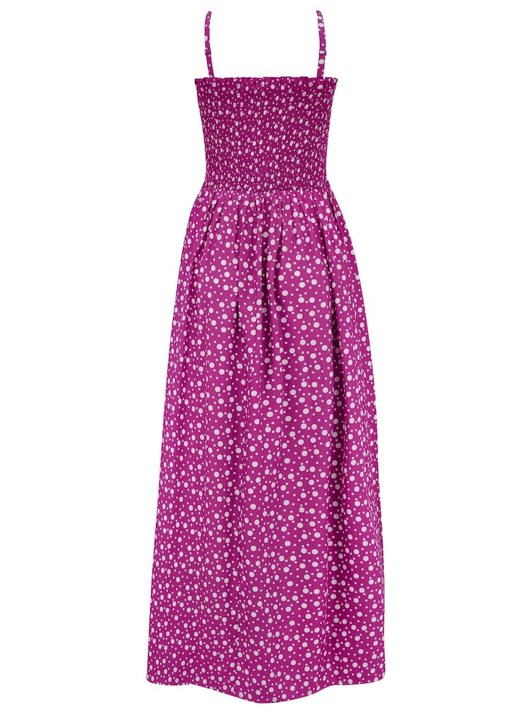Paars met stippen - Pour Moi Strapless Shirred Bodice Woven Maxi Beach Dress - Image 3 of 4