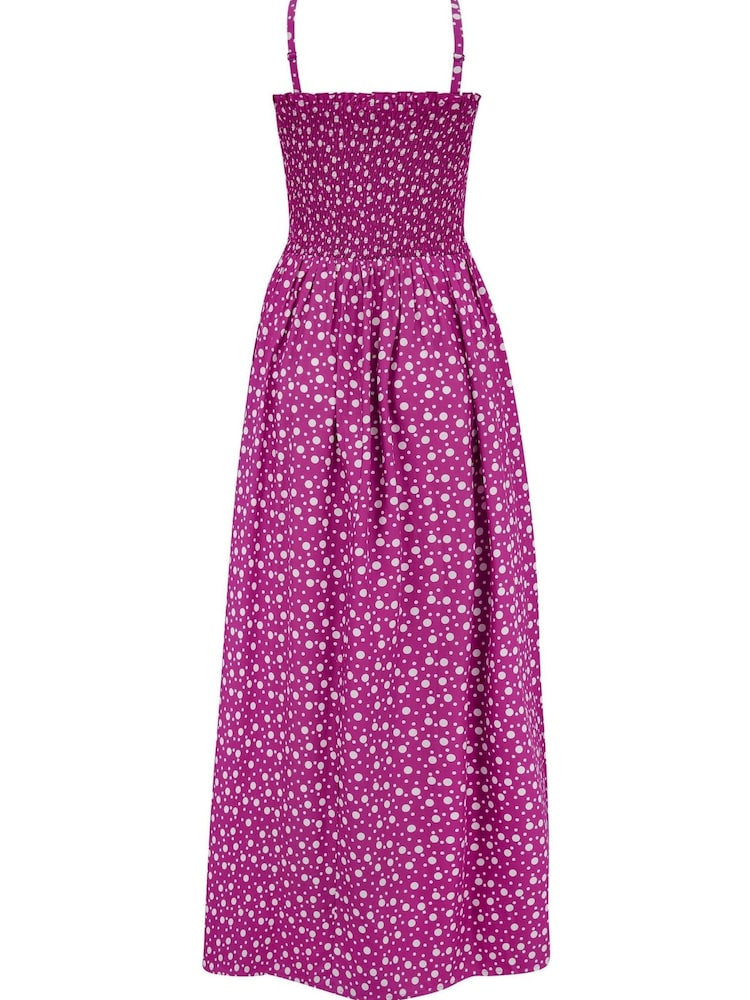Lila gepunktet - Pour Moi Strapless Shirred Bodice Woven Maxi Beach Dress - Bild 4 von 4 Lila gepunktet - Pour Moi Strapless Shirred Bodice Woven Maxi Beach Dress - Bild 4 von 4
