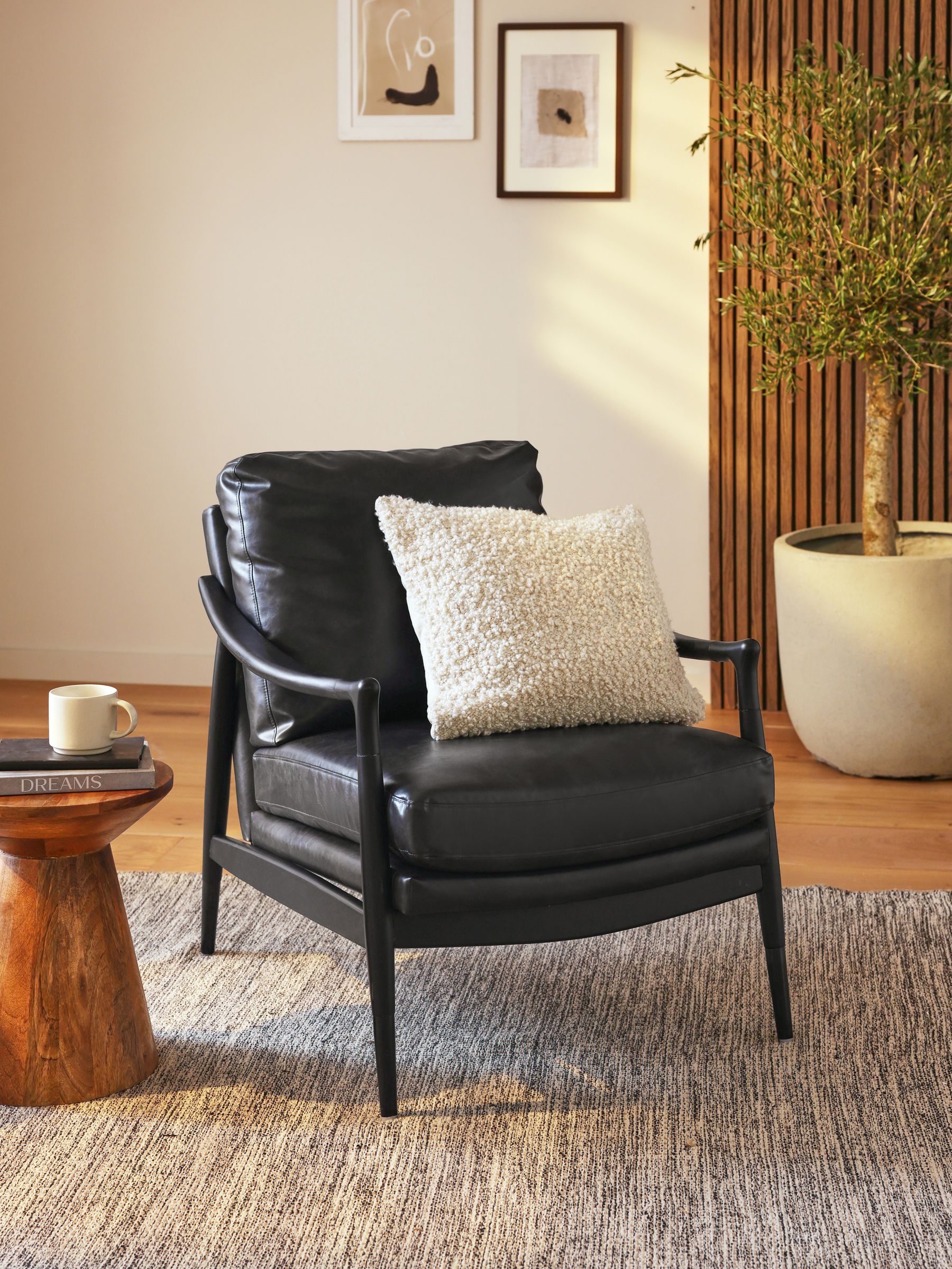 Buy Distressed Faux Leather Black Flinton Wooden Accent Chair from the Next UK online shop