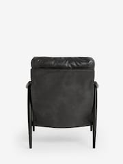 Distressed Faux Leather Black Flinton Wooden Accent Chair - Image 7 of 10