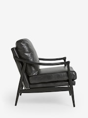 Distressed Faux Leather Black Flinton Wooden Accent Chair - Image 8 of 10