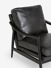 Distressed Faux Leather Black Flinton Wooden Accent Chair - Image 9 of 10
