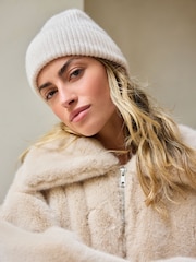 Kremowy - Faux Fur Zip Lounge Jacket - Image 2 of 10