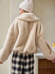 Kremowy - Faux Fur Zip Lounge Jacket - Image 3 of 10