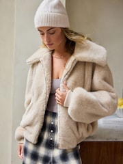 Kremowy - Faux Fur Zip Lounge Jacket - Image 6 of 10