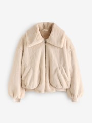 Kremowy - Faux Fur Zip Lounge Jacket - Image 7 of 10