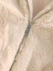 Kremowy - Faux Fur Zip Lounge Jacket - Image 8 of 10