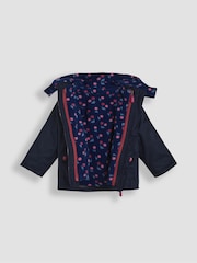 JoJo Maman Bébé Navy Pink Cherry 4-In-1 Polarfleece Jacket - Image 6 of 12