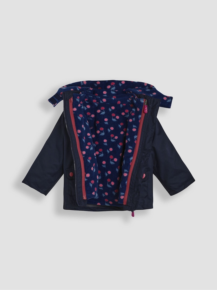 JoJo Maman Bébé Navy Pink Cherry 4-In-1 Polarfleece Jacket - Image 6 of 12