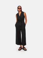 Whistles Bella Linen Wrap Black Jumpsuit - Image 1 of 5
