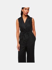 Whistles Bella Linen Wrap Black Jumpsuit - Image 4 of 5