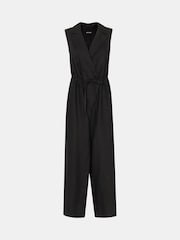 Whistles Bella Linen Wrap Black Jumpsuit - Image 5 of 5