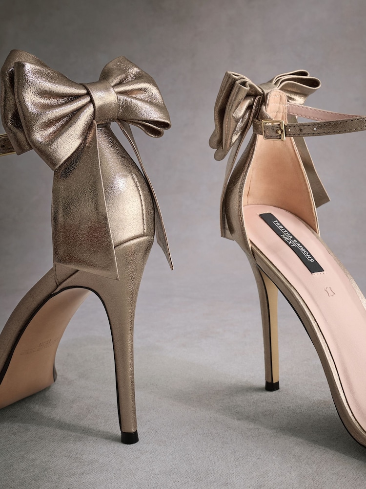 Buy Gold Tabitha Simmons Lauren Leather Bow Back Sandals from Next USA