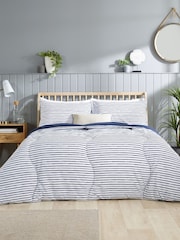 Slumberdown Navy Coverless Comfort Printed Stripe Duvet - Image 1 of 8