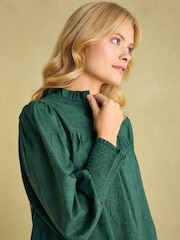 Joules Mariella Green Paisley Cotton Frill Neck Blouse - Image 4 of 8