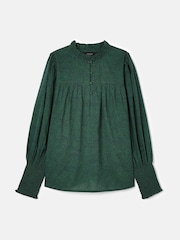 Joules Mariella Green Paisley Cotton Frill Neck Blouse - Image 8 of 8