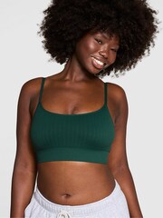 Victoria's Secret PINK Deep Forest Green Seamless Cable Knit Sports Bra - Image 1 of 1