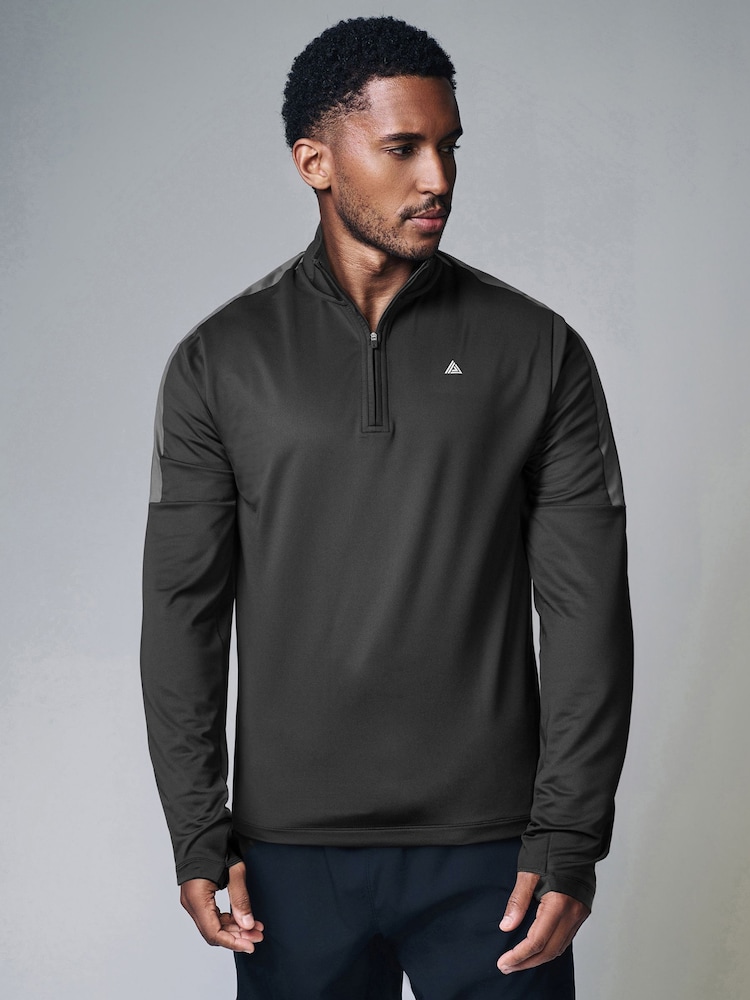 Black Active Gym Training Quarter Zip Neck - Image 1 of 9 Black Active Gym Training Quarter Zip Neck - Image 1 of 9