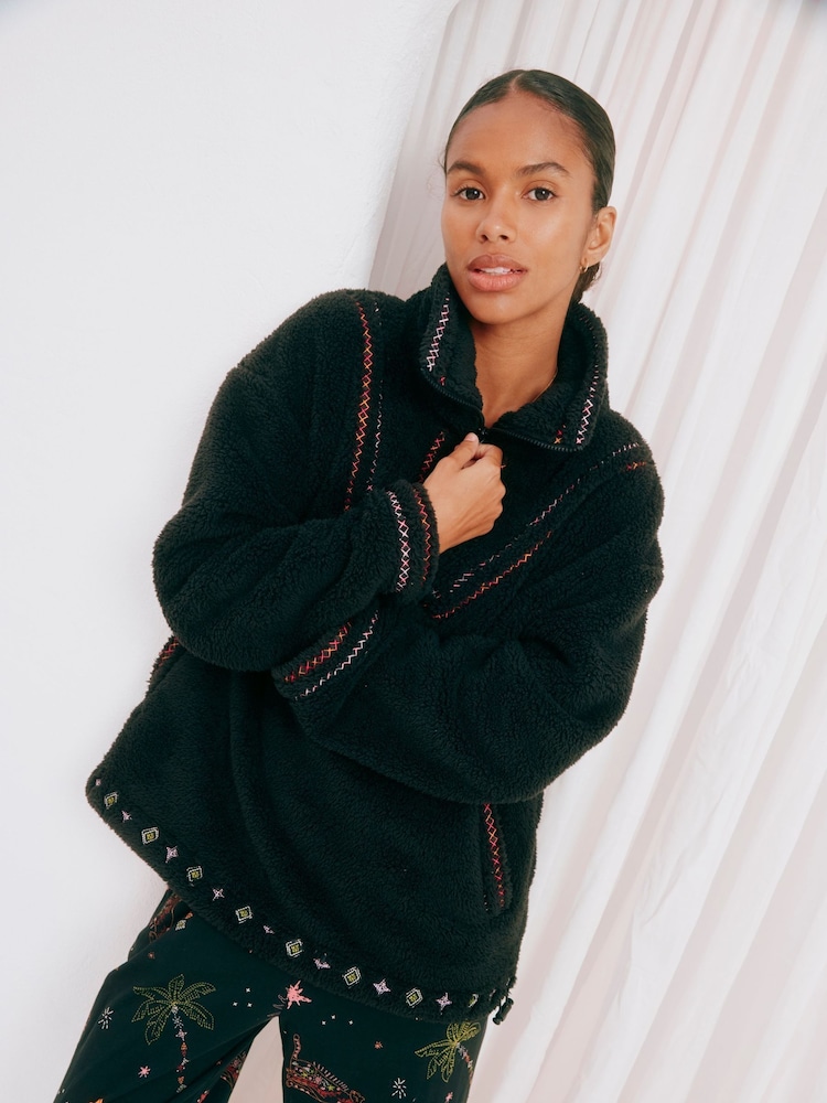 Never Fully Dressed Black Borg Cosy 1/4 Zip Jumper - Image 1 of 5