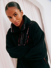 Never Fully Dressed Black Borg Cosy 1/4 Zip Jumper - Image 3 of 5