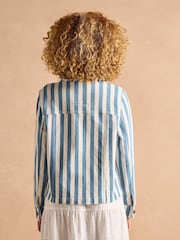 Joules Cream & Blue Stripe Denim Jacket - Image 2 of 10